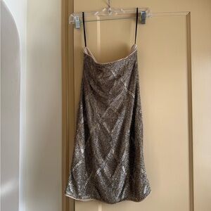 NBD Gold Strapless Mini Dress